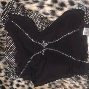 Black Bustier with Chain Detail